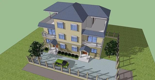 兩層半雙拼別墅設計圖，17x11.6米，適合家中兄弟二人建造