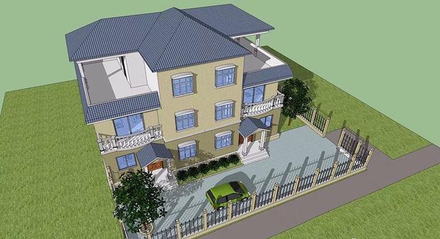 兩層半雙拼別墅設計圖，17x11.6米，適合家中兄弟二人建造