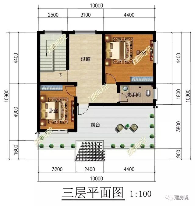 100平小開間精致別墅設計圖，占地小花費少，是一款不容錯過的戶型