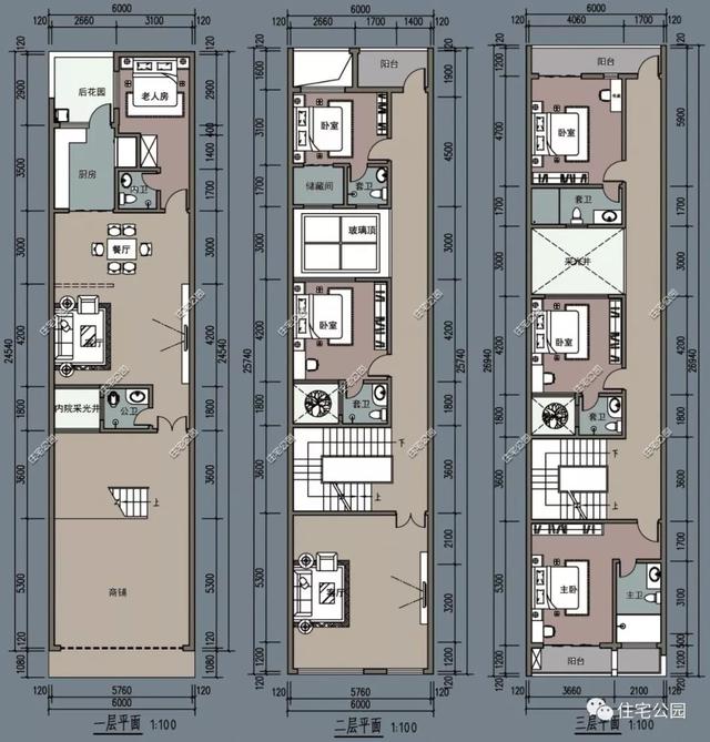 農村臨街帶商鋪自建房，6套帶門面別墅戶型設計圖