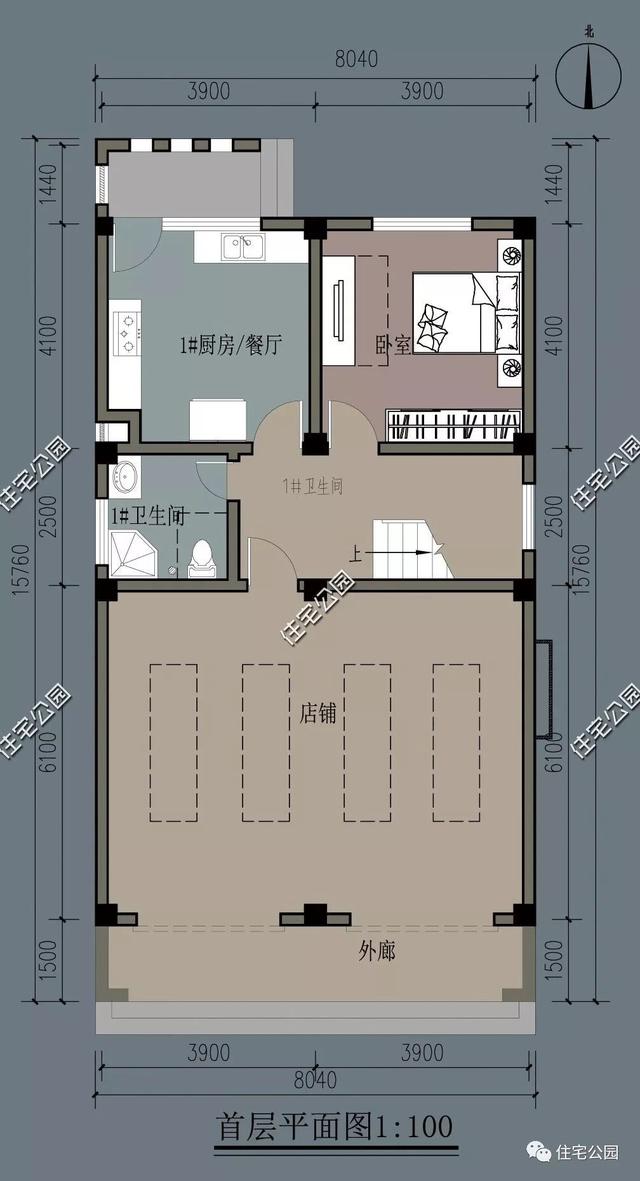 農村臨街帶商鋪自建房，6套帶門面別墅戶型設計圖