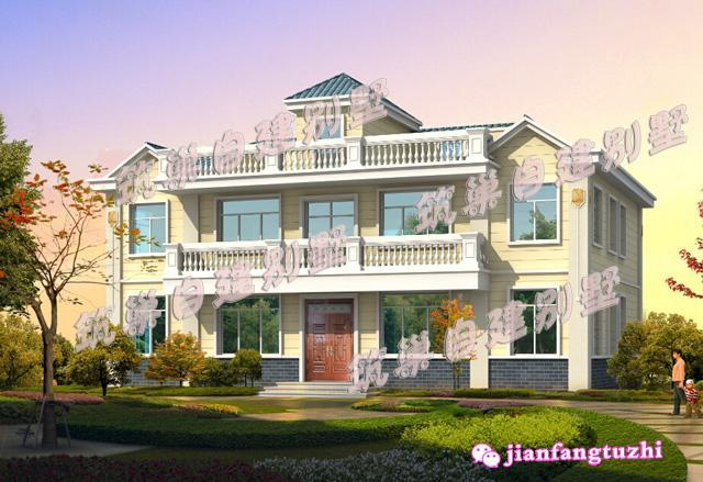 三層對稱雙拼別墅設計圖，造價50萬，實用又好看，一起來看看！