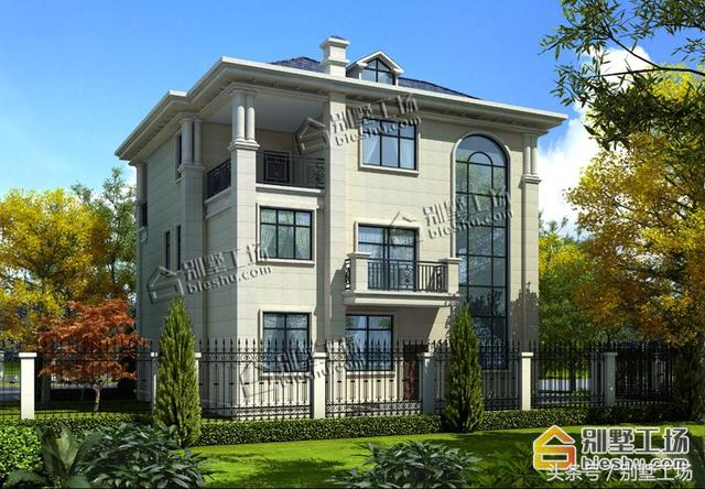 12.3x12.3三層簡歐別墅設計圖，帶電梯，豪華大氣，在農村建一棟很有面子！