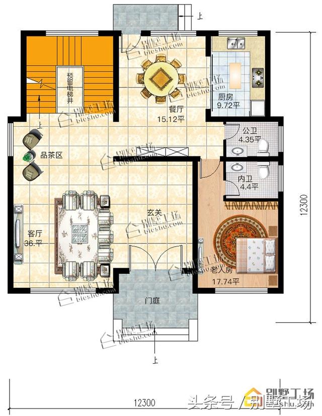 12.3x12.3三層簡歐別墅設計圖，帶電梯，豪華大氣，在農村建一棟很有面子！