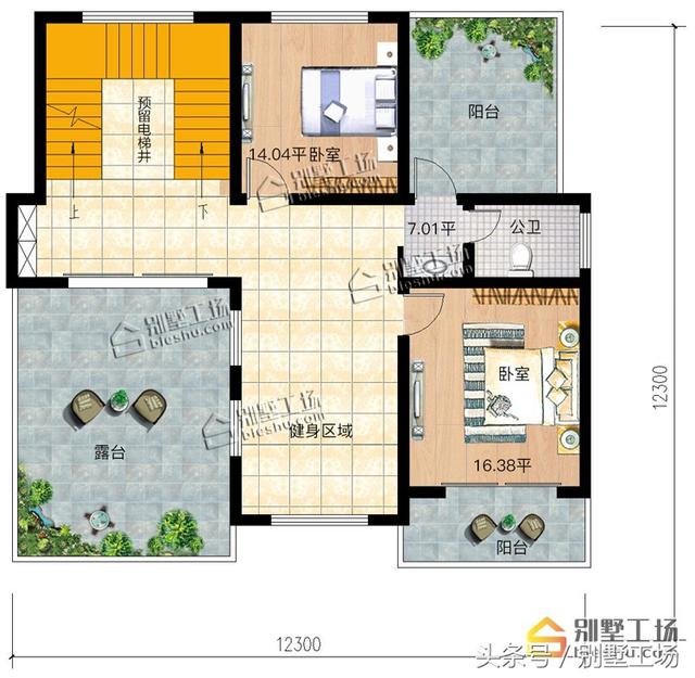 12.3x12.3三層簡歐別墅設計圖，帶電梯，豪華大氣，在農村建一棟很有面子！
