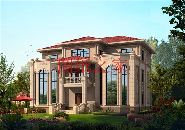 適合大宅基地的三層別墅，包括全套圖紙，豪華氣派，絕對讓你眼前一亮！