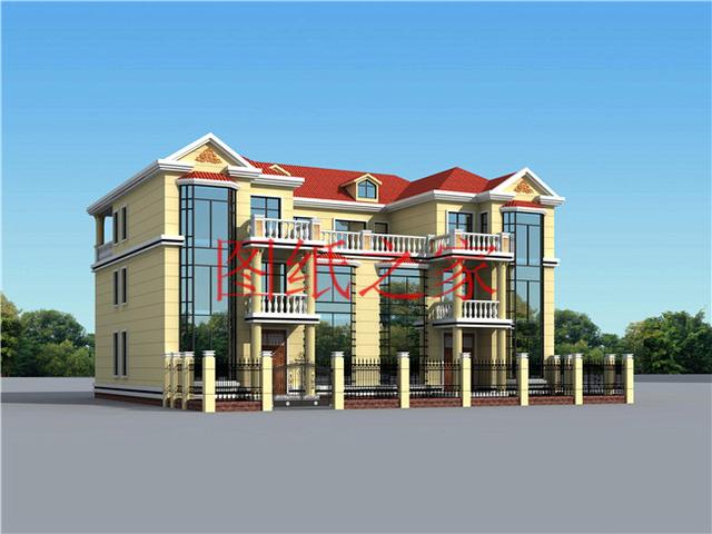 適合大宅基地的三層別墅，包括全套圖紙，豪華氣派，絕對讓你眼前一亮！