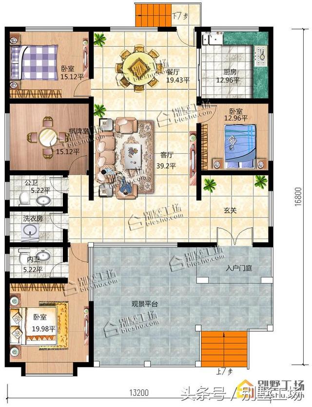 一層現(xiàn)代中式別墅設(shè)計(jì)圖，簡潔大方，經(jīng)濟(jì)實(shí)用，方便舒適。