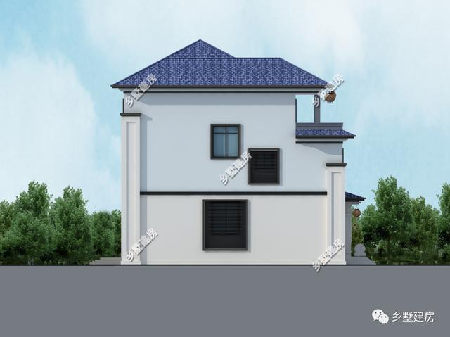 占地166平的三層新中式農(nóng)村別墅設(shè)計圖，堂屋涼亭，造價55萬左右