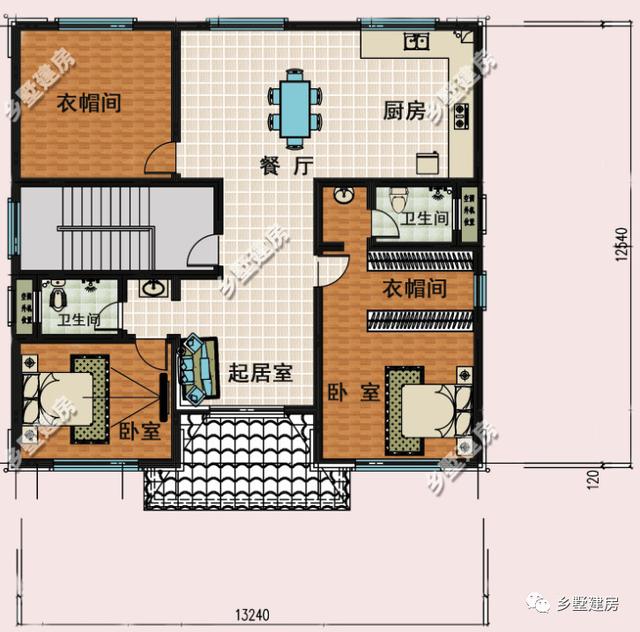 占地166平的三層新中式農(nóng)村別墅設(shè)計圖，堂屋涼亭，造價55萬左右