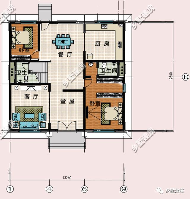 占地166平的三層新中式農(nóng)村別墅設(shè)計圖，堂屋涼亭，造價55萬左右