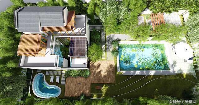 新中式三層磚混結(jié)構(gòu)別墅設(shè)計(jì)圖，豪華還帶泳池，被植物環(huán)繞，空氣超好，非常適合養(yǎng)老！