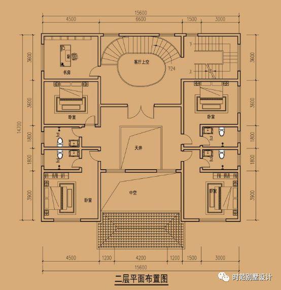 三層中式別墅設計圖，帶庭院+地下室，外觀大氣，是大城市很難能有的舒適。