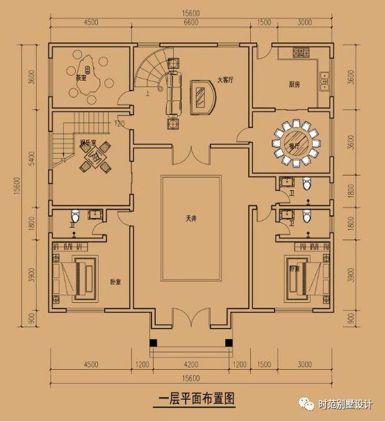 三層中式別墅設計圖，帶庭院+地下室，外觀大氣，是大城市很難能有的舒適。