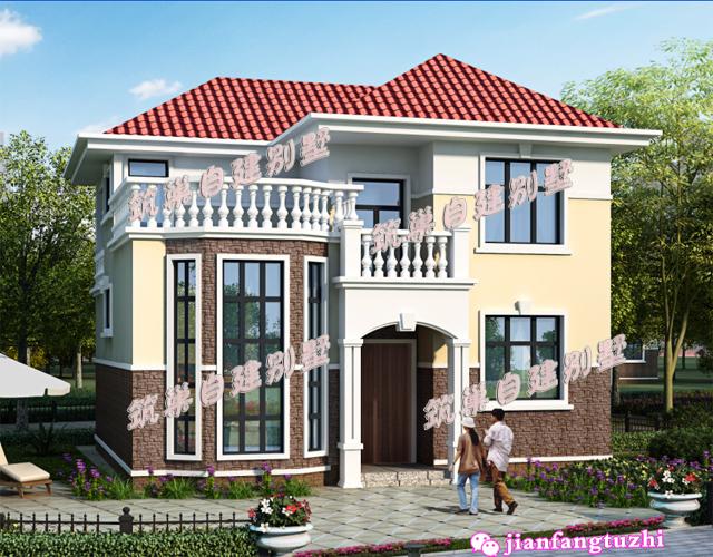 10米x10米農村二層帶夾層磚混結構別墅設計圖，戶型方正，戶型十分漂亮，造價20萬（附鏡像圖）