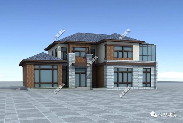 19x13米二層現代別墅設計圖，簡潔大方，帶挑空客廳+獨立式廚房，農村獨一無二