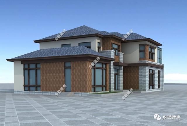 19x13米二層現代別墅設計圖，簡潔大方，帶挑空客廳+獨立式廚房，農村獨一無二