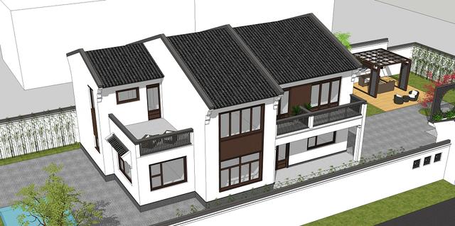15.3米X11.5米二層新中式別墅設(shè)計圖，帶活動室和健身房，造價40萬，在家也能運動！