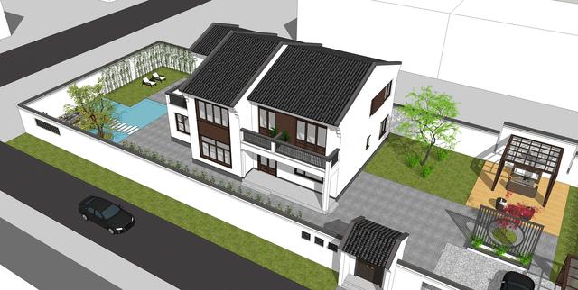 15.3米X11.5米二層新中式別墅設(shè)計圖，帶活動室和健身房，造價40萬，在家也能運動！