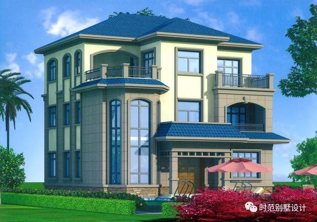 農(nóng)村三層歐式獨(dú)棟別墅設(shè)計(jì)圖，外觀優(yōu)雅端莊，古樸大方，8室4廳，適合農(nóng)村自建