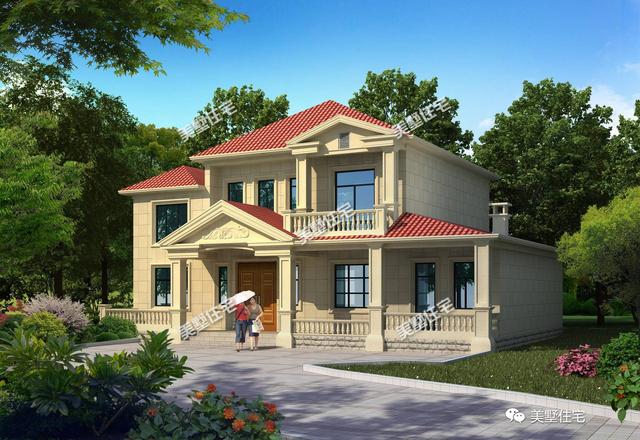 五款開間15米的農村歐式別墅設計圖，第三款帶陽光房，第4款的造價最低，主體造價24萬左右。