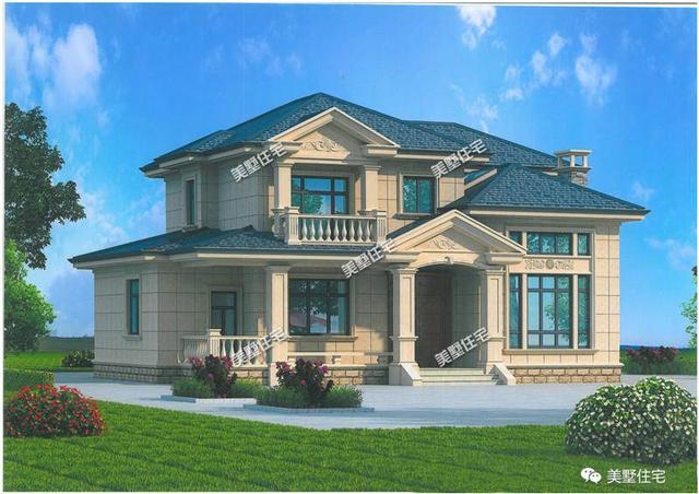 五款開間15米的農村歐式別墅設計圖，第三款帶陽光房，第4款的造價最低，主體造價24萬左右。