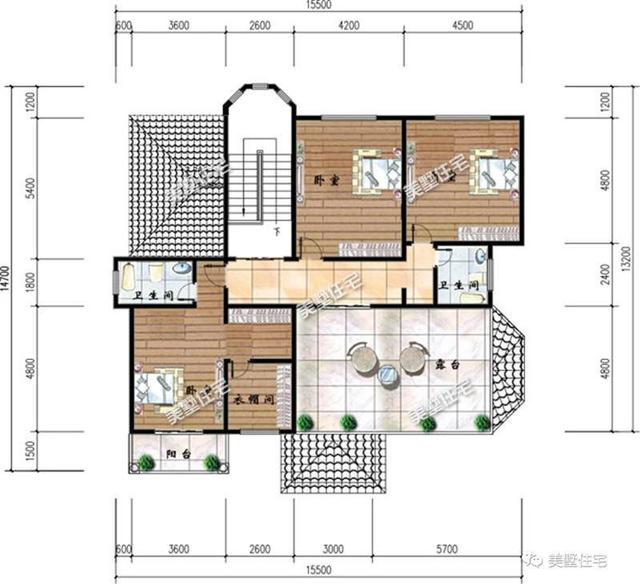 15.5X13.2米三層農村別墅設計圖，8室3廳，帶車庫，布局也是很實用！