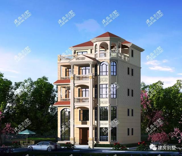 五層高復式別墅設計圖，帶觀景涼亭+客廳挑空+旋轉樓梯，這樣建整個村的房子都甘拜下風！