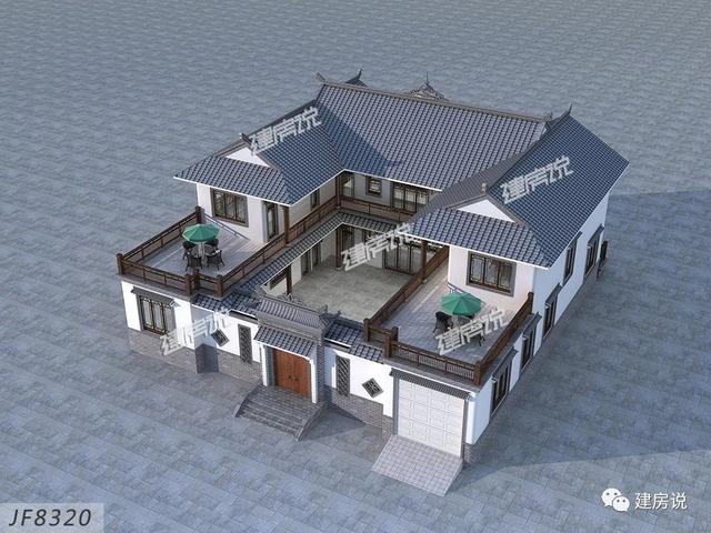 占地444平方米的中式二層別墅設計圖，有庭有院的家，才是我們最理想的居所。