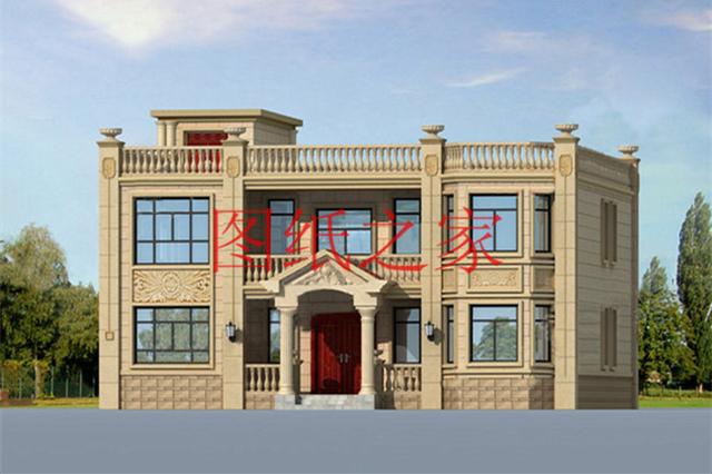 介紹2套大戶型的農村二層平頂別墅圖，充分利用空間，平頂也別有一番風味！