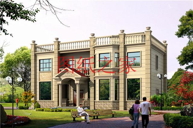 介紹2套大戶型的農村二層平頂別墅圖，充分利用空間，平頂也別有一番風味！