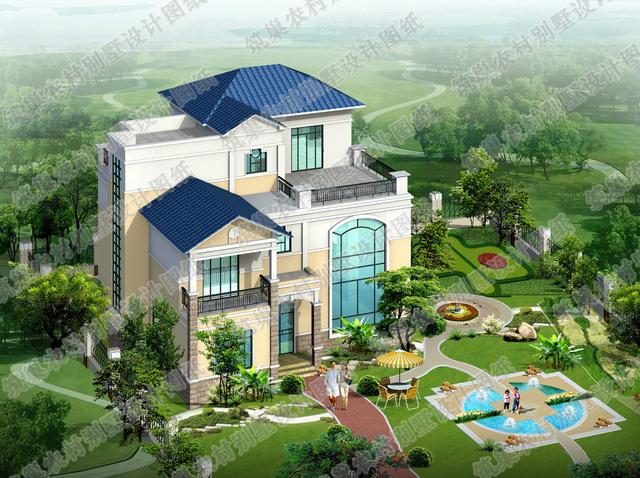 14×4米三層農(nóng)村別墅設(shè)計(jì)圖，帶超大落地窗+挑空大客廳，時尚大氣，造價35萬