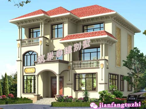 12x12米三層框架結構別墅設計圖，外形雅致美觀，造價35萬。