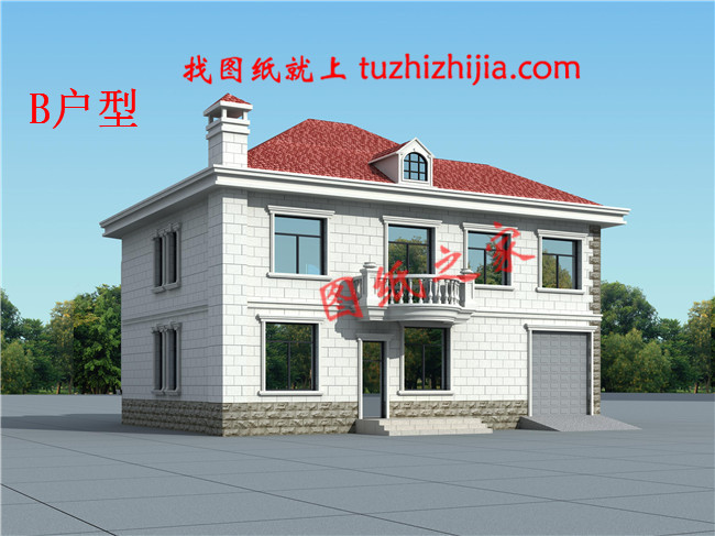 二層樓房圖片及施工圖紙,占地160平米左右,帶車庫