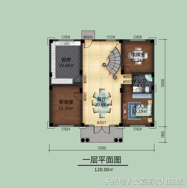 占地120平方米的農村三層別墅設計圖，簡單大氣，這房子你能打幾分？