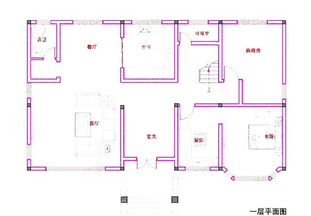 占地面積約150平方米的農村二層自建房，帶挑空客廳+落地窗，清爽大方