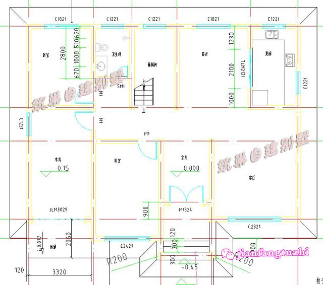 實拍14x11米二層農村自建房，戶型簡潔實用，室內布局合理緊湊，非常適合農村建房。