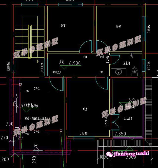 9.6 米x10.8米三層農(nóng)村自建房，帶露臺+車庫，大氣美觀，功能齊全設(shè)備完善，是一個理想的建筑戶型。