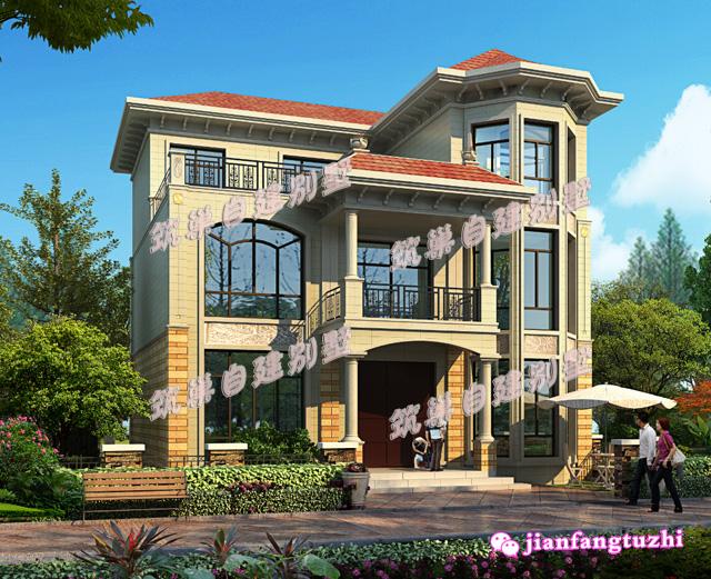 9.6 米x10.8米三層農(nóng)村自建房，帶露臺+車庫，大氣美觀，功能齊全設(shè)備完善，是一個理想的建筑戶型。