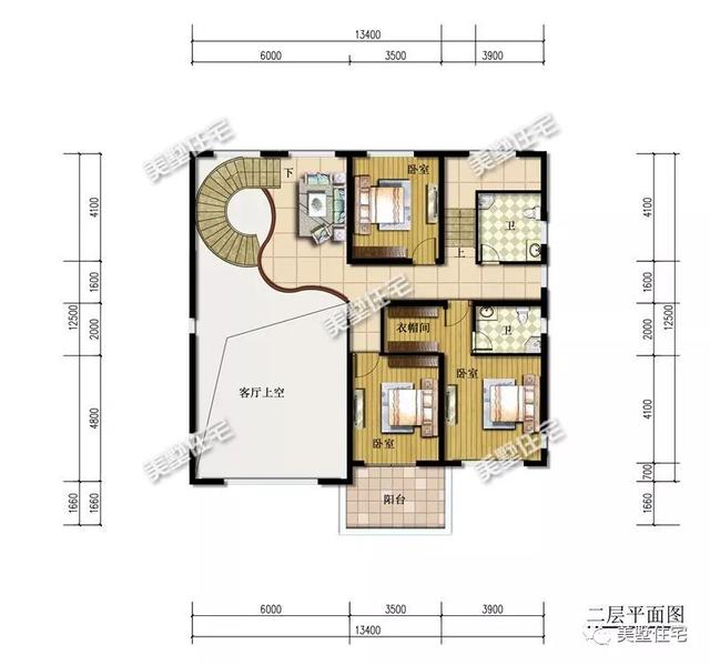 13.4米x12.5米三層歐式別墅設計圖，內帶堂屋+健身房，回鄉建一棟，生活太享受