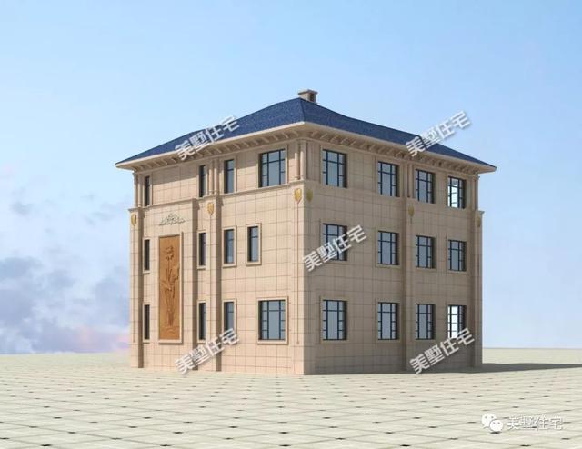 13.4米x12.5米三層歐式別墅設計圖，內帶堂屋+健身房，回鄉建一棟，生活太享受