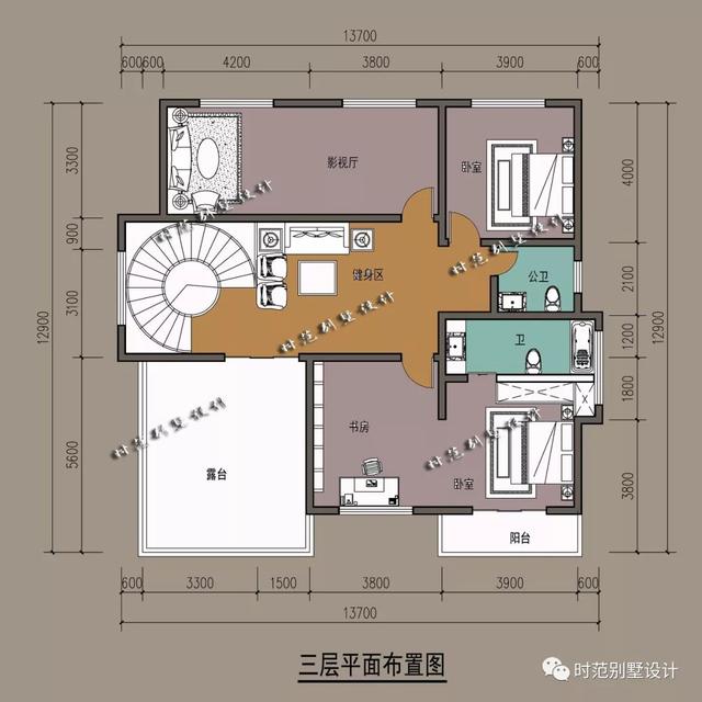 占地160平的復式三層別墅設計圖，內帶6間臥室、超大露臺和書房，大氣美觀，很適合農村自建