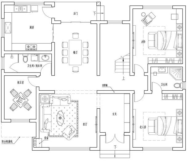 14.8x11.6米二層農(nóng)村別墅設(shè)計圖，經(jīng)濟實用，造價31萬