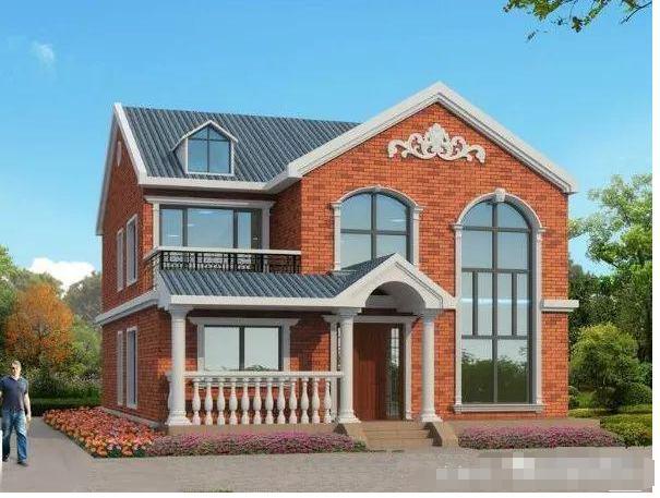 兩棟開間都是10米的二層鄉村別墅設計圖，第一款占地102平米很小巧，功能齊全