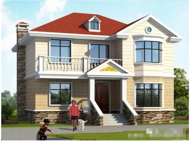 兩棟開間都是10米的二層鄉村別墅設計圖，第一款占地102平米很小巧，功能齊全