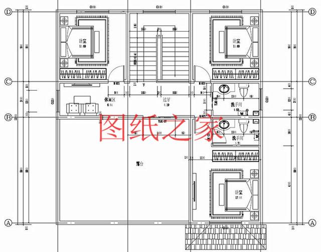 多臥室的三層別墅設計圖，挑空設計，給您溫馨舒適的享受!