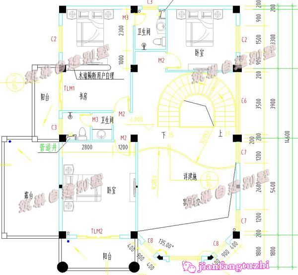 13x15米鄉(xiāng)村三層復(fù)式別墅設(shè)計圖，供您參考