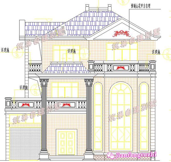 13x15米鄉(xiāng)村三層復(fù)式別墅設(shè)計圖，供您參考