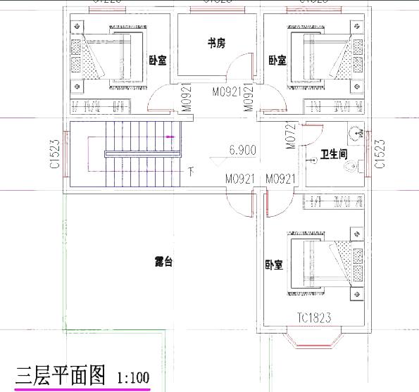 三層農村自建房：10×11米3廳8臥帶露臺