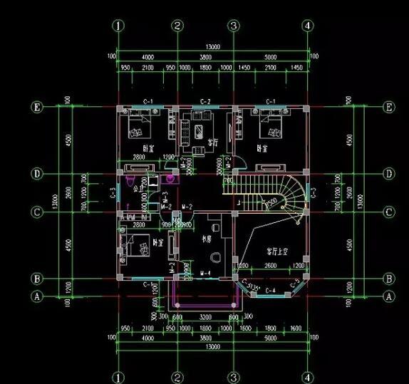 13x13米復(fù)式三層大氣別墅設(shè)計圖，造價30W左右，歡迎參考！